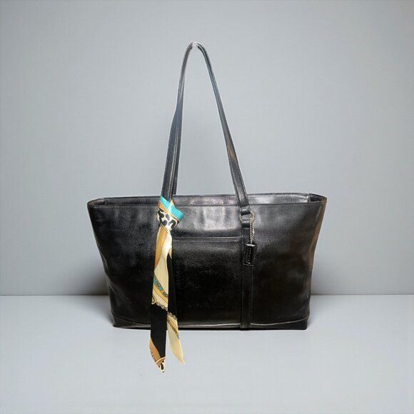 VTG Coach 5332 Series Business Tote Black Leather Nickel Computer Bag Y2K + Tag - Picture 3 of 10